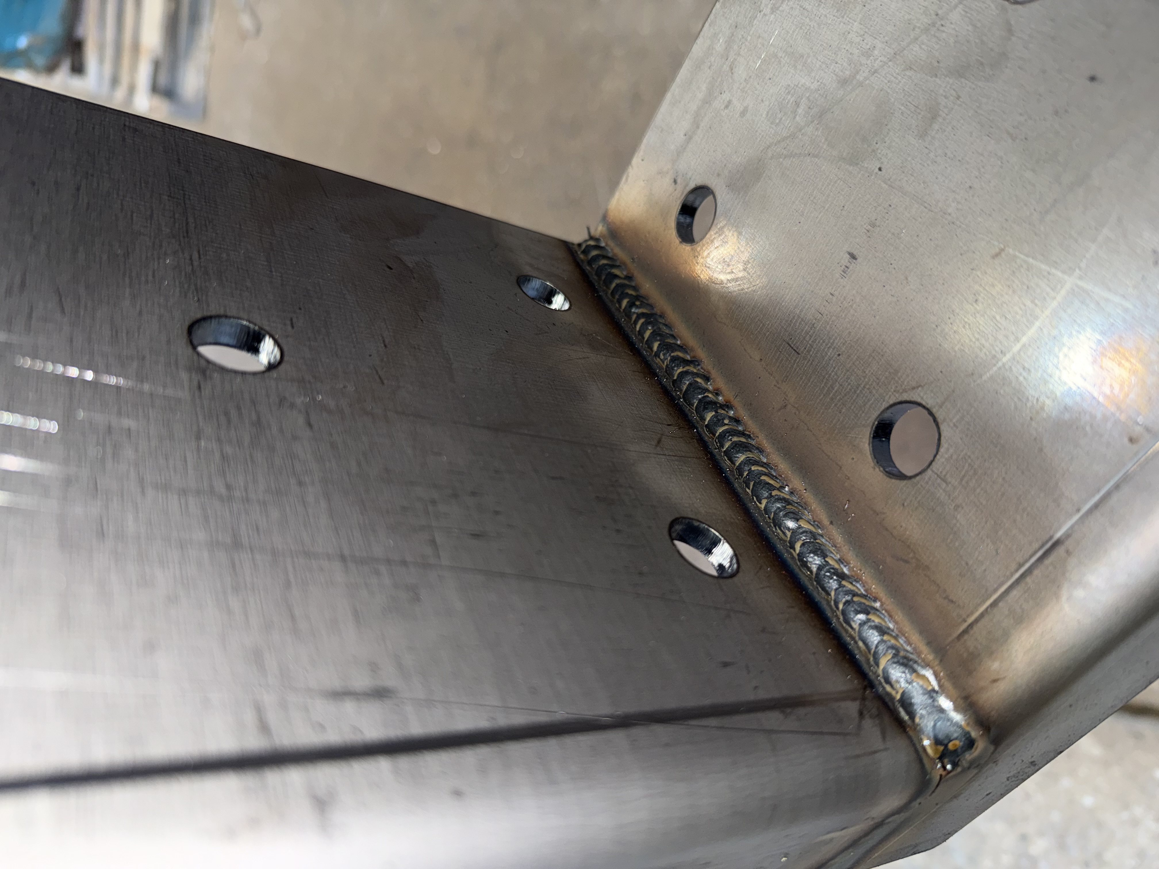 Two pieces of steel welded together