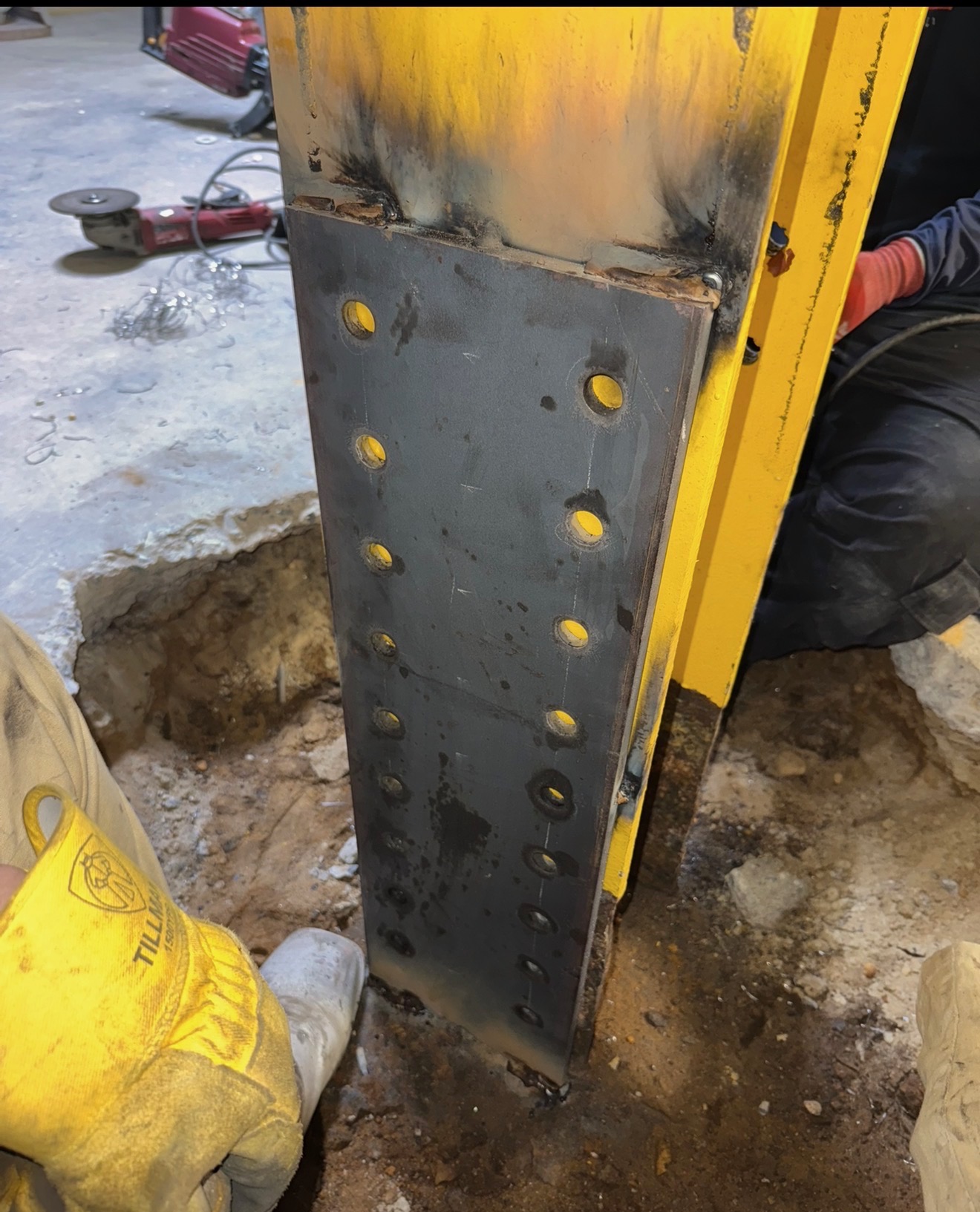 Close-up weld bead on steel