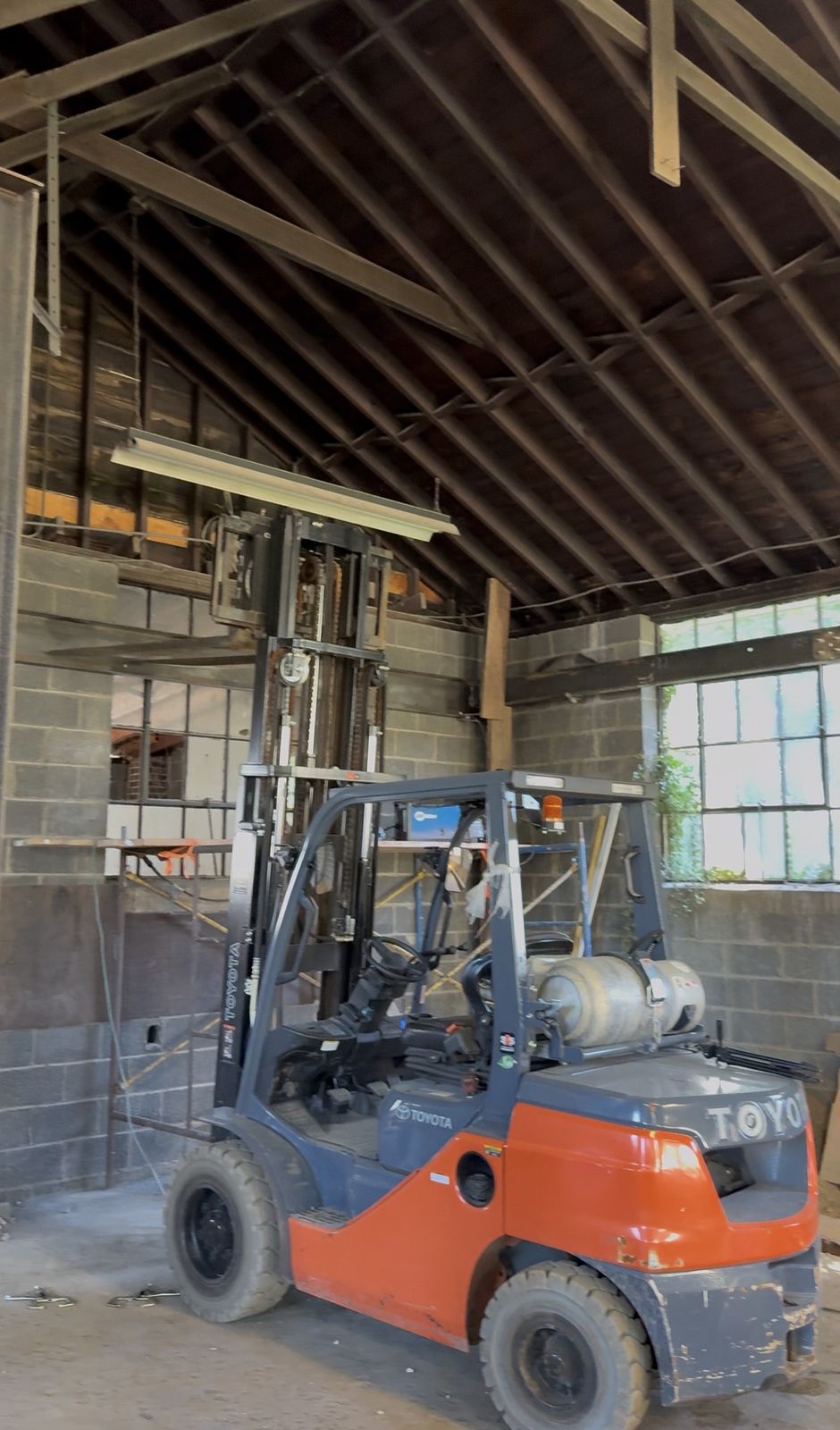 Forklift used to move steel on site